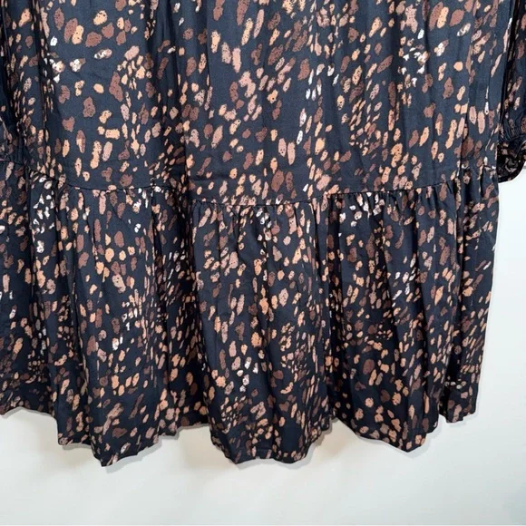 NWT beachlunchlounge Black Dress with Brown Spot Print, Long Sleeve Lined - Picture 7 of 11
